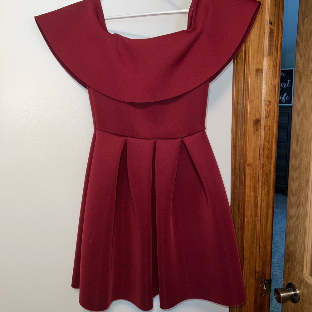 Burgundy off the shower formal dress
